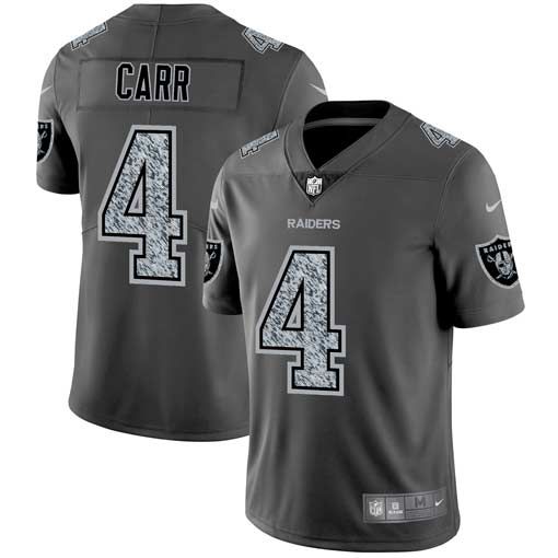 Men Oakland Raiders 4 Carr Nike Teams Gray Fashion Static Limited NFL Jerseys